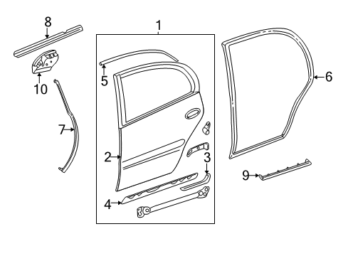2003 Cadillac DeVille Lower Weatherstrip, Driver Side Diagram for 15138732
