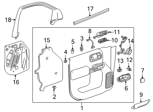 2023 GMC Sierra 1500 Switch Panel, Black, Front Driver Side Diagram for 84363374