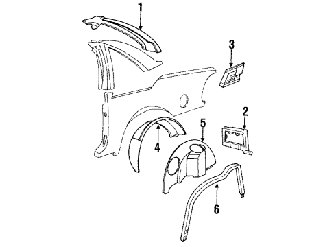 1996 Pontiac Grand Prix Inner Structure - Quarter Panel Diagram 2 - Thumbnail
