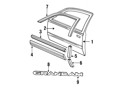 1986 Pontiac Grand Am Reveal Molding, Front Driver Side Diagram for 20645085