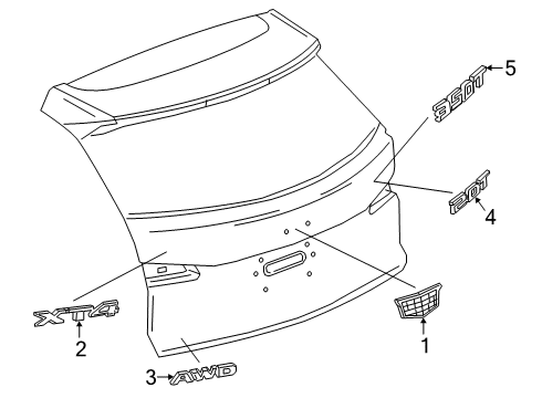 2025 Cadillac XT4 Exterior Trim - Lift Gate Diagram