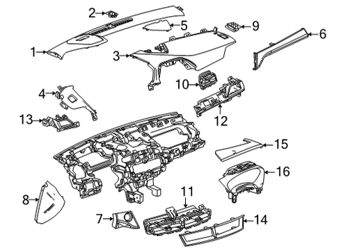 2021 Cadillac CT4 Air Vent Grille, Jet Black, Center Diagram for 84732086