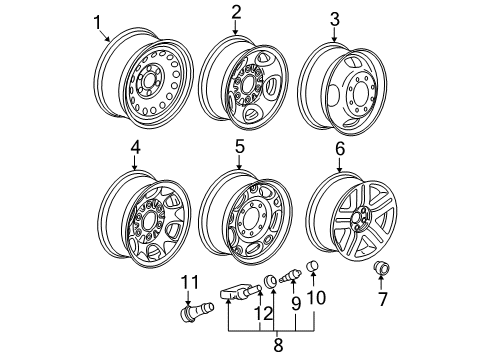 2007 GMC Sierra 2500 HD Wheel, Steel, Silver Diagram for 9592552