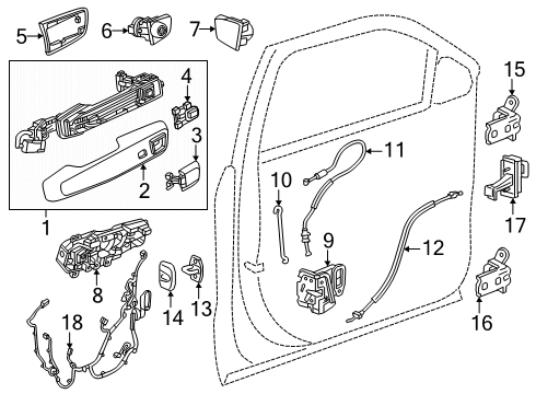 2025 GMC Terrain Bracket Assembly-Front Side Door Outside Handle Diagram for 13566474