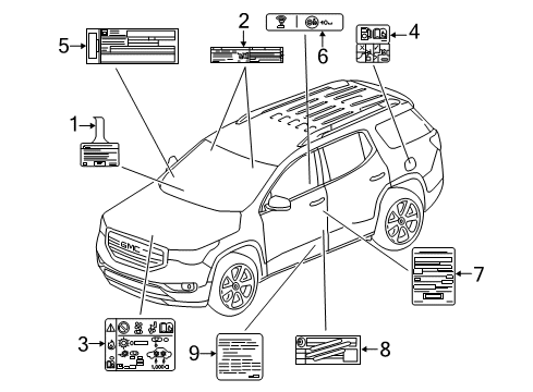 2019 GMC Acadia Info Label Diagram for 22799917