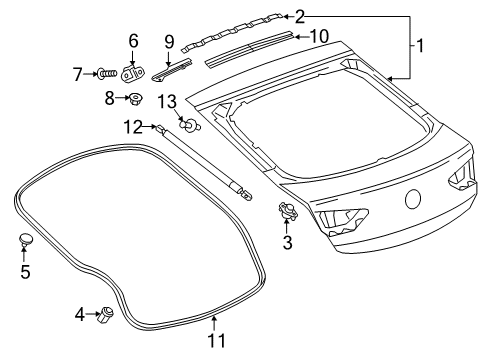 2019 Buick Regal Sportback Hinge Nut, Rear Diagram for 11547090