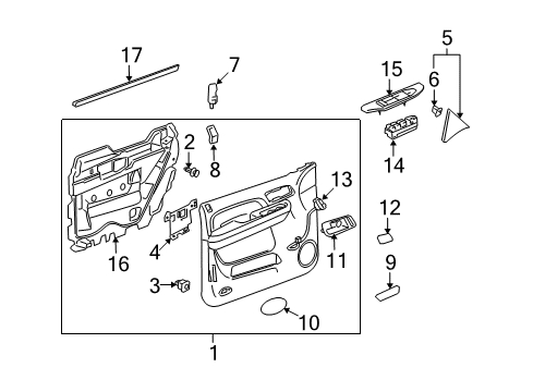 2011 Chevy Suburban 2500 Interior Trim - Front Door Diagram