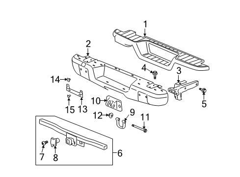2008 Hummer H3 Bumper Diagram for 15850415