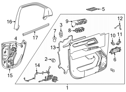 2025 Chevy Tahoe Interior Trim - Front Door Diagram