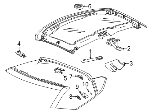 2025 Chevy Corvette Removable Top Latch & Hardware Diagram