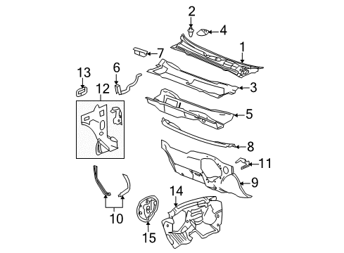 2007 Chevy Malibu Plenum Panel Lower Extension, Passenger Side Diagram for 22733895