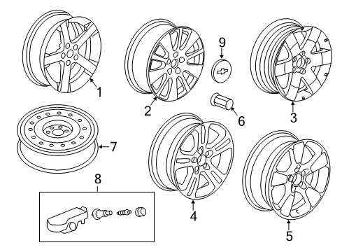 2015 Chevy Captiva Sport Wheel Covers & Trim Diagram