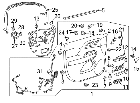 2019 GMC Acadia Door Trim Panel, Gray Diagram for 84480588