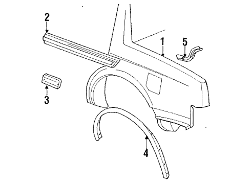 1991 Cadillac Seville Exterior Trim - Quarter Panel Diagram