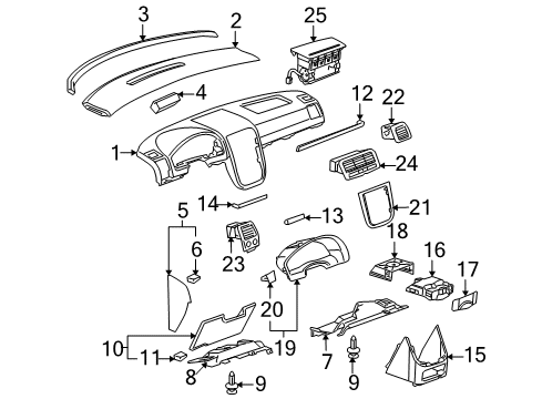 2006 Buick Terraza Instrument Panel Components Diagram
