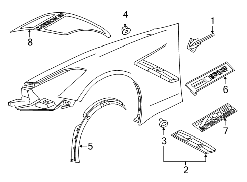 2019 Chevy Corvette Exterior Trim - Fender Diagram