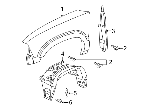 2004 Chevy Trailblazer EXT Fender & Components Diagram