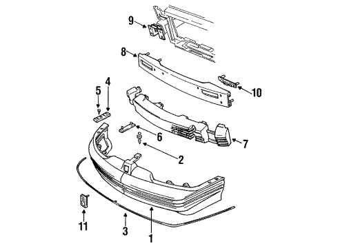 1995 Oldsmobile Cutlass Supreme Bumper & Components - Front Diagram 2 - Thumbnail