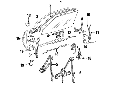 1984 Oldsmobile Cutlass Ciera Door Glass, Passenger Side Diagram for 20243894