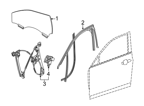 2017 Cadillac CT6 Glass - Door Diagram