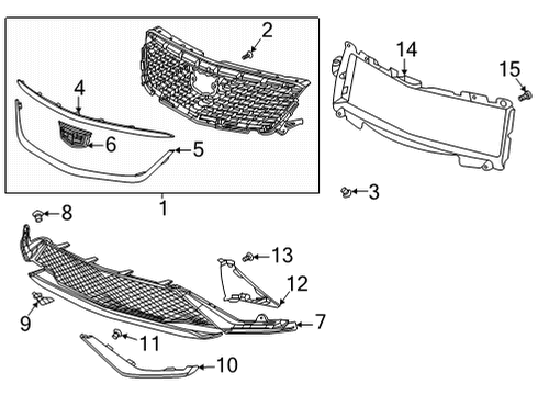 2025 Cadillac CT4 Grille & Components Diagram 3 - Thumbnail