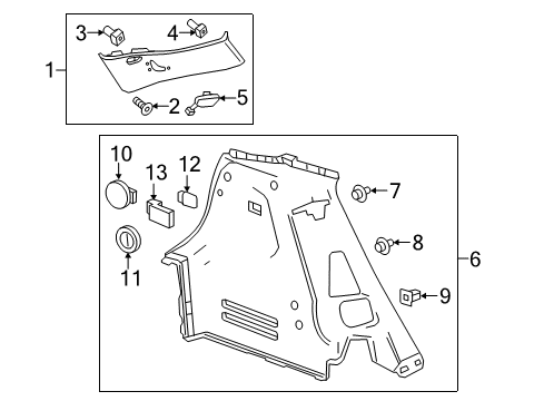 2019 Chevy Bolt EV Lower Quarter Trim Cover, Light Gray, Rear Diagram for 42482231