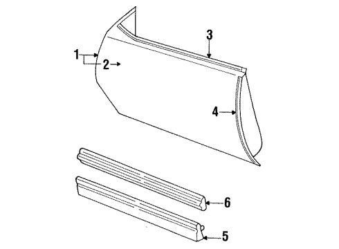 1992 Chevy Cavalier Door & Components Diagram
