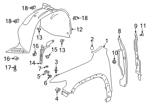 2020 GMC Acadia Fender, Front Passenger Side Diagram for 84755856
