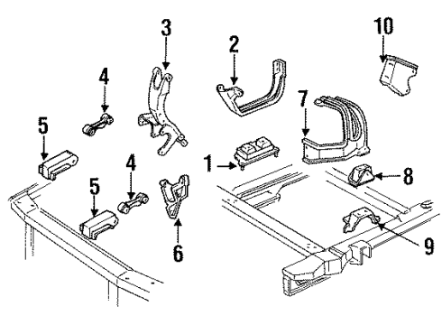 1991 Chevy Lumina Engine & Trans Mounting Diagram 2 - Thumbnail