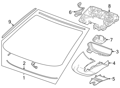 2023 Cadillac LYRIQ Glass - Windshield Diagram