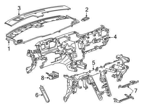 2014 Cadillac XTS Defroster Grille, Driver Side Diagram for 20989057
