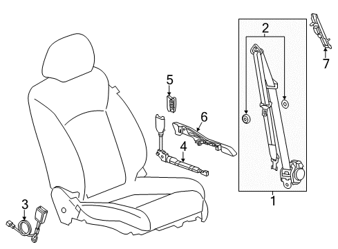 2016 Buick Verano Buckle, Driver Side Diagram for 19299036