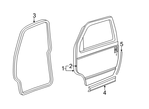1989 Chevy Astro Exterior Trim - Front Door Diagram