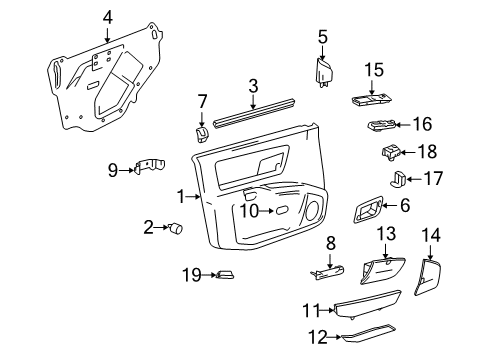 2005 Cadillac SRX Interior Trim - Front Door Diagram