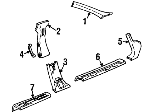 2002 Oldsmobile Silhouette Upper Center Pillar Trim, Inner Driver Side Diagram for 10324389