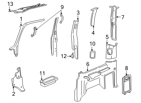 1998 GMC Safari Handle, Passenger Side Diagram for 15968591