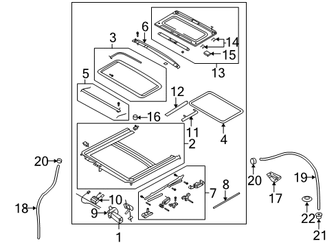 2007 Chevy Aveo Sunroof Assembly, Beige Diagram for 95468977