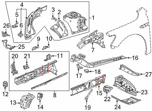 2018 Buick LaCrosse Structural Components & Rails Diagram