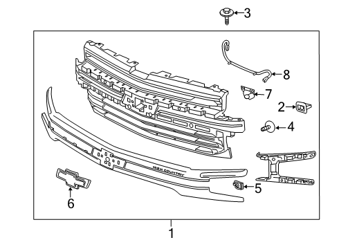 2021 Chevy Silverado 1500 Grille & Components Diagram 3 - Thumbnail