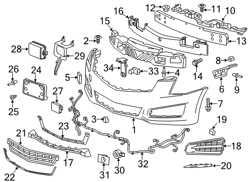 2014 Cadillac ATS Lower Grille Diagram for 20861619