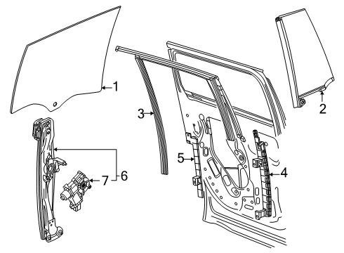 2025 Cadillac ESCALADE IQ Glass - Door Diagram