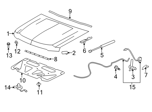2011 Chevy Suburban 2500 Hood & Components Diagram