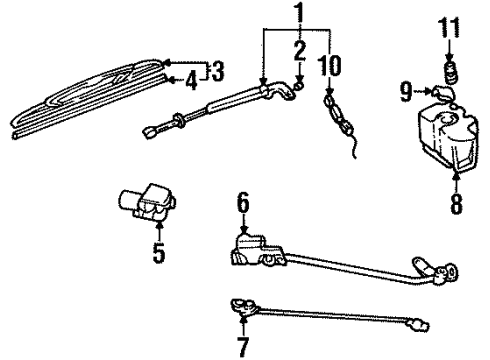 1996 Oldsmobile Silhouette Wiper Blade, Driver Side Diagram for 10284388