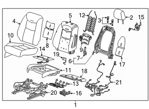 2024 GMC Hummer EV SUV Driver Seat Components Diagram