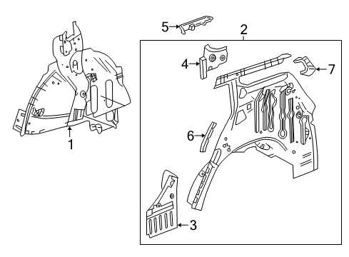 2022 GMC Terrain Inner Wheelhouse, Rear Passenger Side Diagram for 84229199