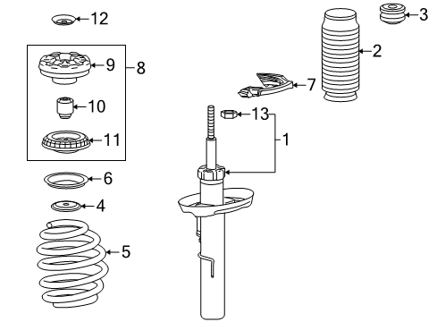 2013 Buick LaCrosse Struts & Components Diagram