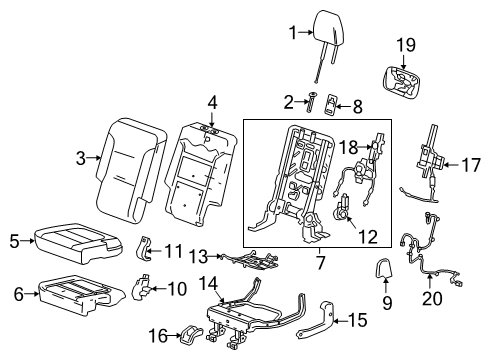 2024 Chevy Traverse Limited Seat Support, Rear Passenger Side Diagram for 84285948