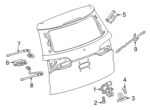 2025 Cadillac XT6 Lift Gate - Lock & Hardware Diagram