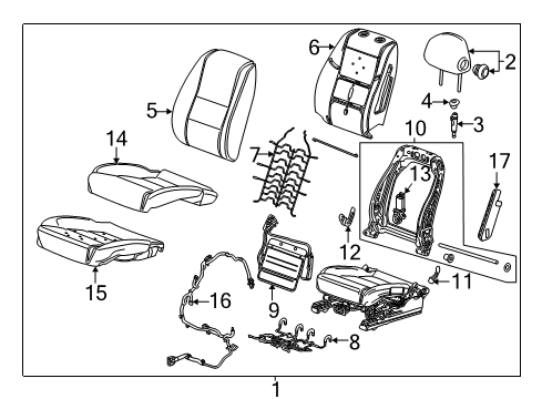 2018 Chevy Impala Driver Seat Components Diagram