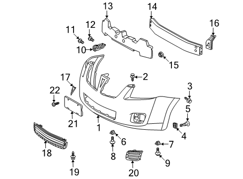 2009 Pontiac Vibe Bumper & Components - Front Diagram 2 - Thumbnail